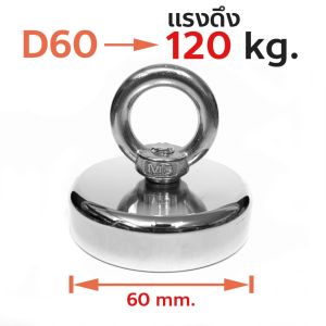 แม่เหล็กแรงดูดสูง Neodymium Recovery D60 แดงดูด ดึง 120kg