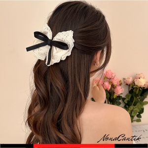Jepit Rambut Pita Bordir Renda Aksesoris Wanita French Style Lace Butterfly Bow Hair Clip HCO019