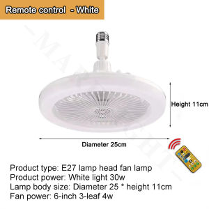LED Ceiling Fan Light 30W E27 Light Tri Color Ceiling Fan Lamp Mute Remote Control Aromatherapy MARELIGHT