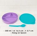 Tupperware Kiddos Bowl with Spoon 350ml 1pc Satuan dengan sendok hang on spoon tempat bekal anak wadah nasi sayur dengan sekat 3 350 ml bawa bekal anak makanan buah lucu imut  bagus awet praktis murah promo diskon go green lolly tup pink hijau orange ungu. 