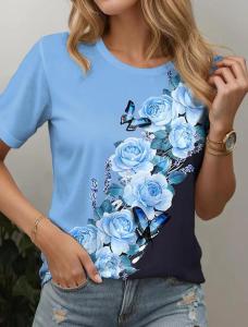 [Local Stock] ZEEMIN Summer Womens T Shirt Floral Flower 3D Print Tee Fashion Casual O-Neck Short Sleeve T-Shirts Y2k Tops Harajuku Female Clothing