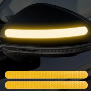 【Pphha】2Pcs Universal Rearview Mirror Sticker Car Motorcycle Self Adhesive Reflective Sticker Truck Safety Warning Strip Tape Waterproof Decal