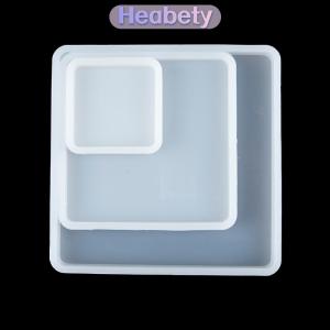 Heabety  Vuông Silicone đúc Epoxy khuôn mẫu cho Diy khay nhựa Coaster đồ trang sức khuôn mẫu