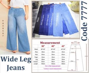 Palazzo Denim Women Plus Size Pants Wide Leg Jeans 2XL-5XL