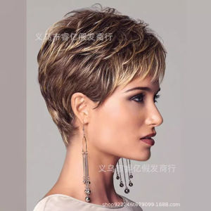 European and American wig women personality short hair fluffy gradual change hairstyle chemical fiber high temperature silk false headgear
