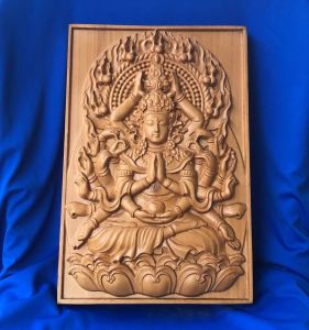 Tranh Phật bản mệnh tuổi Tý bồ tát thiên thủ thiên nhãn ngang 24 cao 36cm