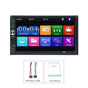 Universal Head Unit Android/iPhone Double Din 7 Inch Bluetooth Audio Car MP3 MP5 Player in Touch Screen Radio Dan Kamera Mundur Mobil LED