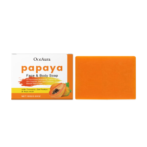 Soothing and Repairing Papaya Turmeric Bath Soap – Balances Skin Oil Improves Rough Chicken Skin Texture Long-Lasting Fragrance Suitable for Both Men and Women