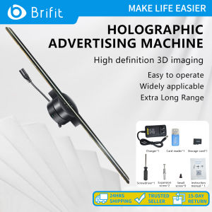 Brifit Máy chiếu hiển thị quảng cáo quạt 3D 2 lá 224 đèn LED nhẹ Máy chiếu quảng cáo video ba chiều bằng mắt máy chiếu video LED hỗ trợ ứng dụng di động và điều khiển phần mềm máy tính cho cửa hàng cửa hàng (phích cắm US/EU)