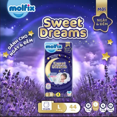 [QUÀ TẶNG GIỚI HẠN – ĐƠN 299K/799K] Combo 4 Tã Quần Molfix Sweet Dreams Jumbo M50/L44/XL38/XXL34
