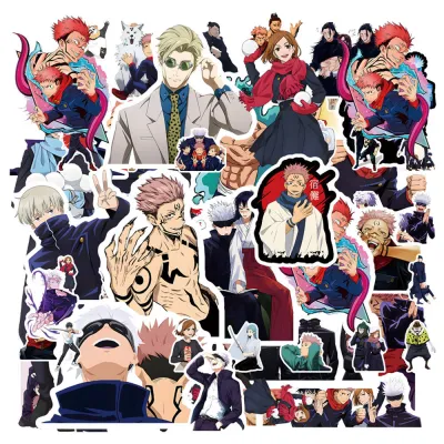 50PCS Black and White Colorful Anime Jujutsu Kaisen Gojo Satoru Waterproof Graffiti Stickers for Helmet Bicycle Hand Account Pencil Case Decals LanLanStickersWorld