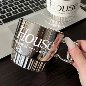 Cốc sứ inox phong cách Bắc Âu có nắp và thìa cốc nước cao cấp dành cho cặp đôi cốc cà phê phong cách Mỹ.