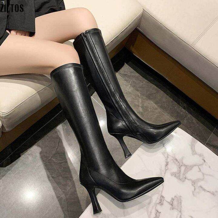 Black thin clearance heeled boots