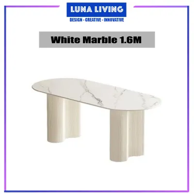 Modern Design Ceramic Dining Table Dining Chair Set Oval Table | Set Meja Makan Kerusi Makan