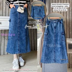 Rok Span Cargo Nautika Skirt Rok Jeans Wanita Terbaru Rok Denim High Waist Kekinian