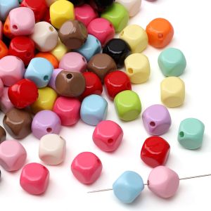 8mm 5-20pcs/bag Acrylic Cut Square Beads Large Hole Pillar Loose Spacer Beads For Handmade Bracelet Necklace Earring Keychain DIY Craft Jewelry Making Accessories