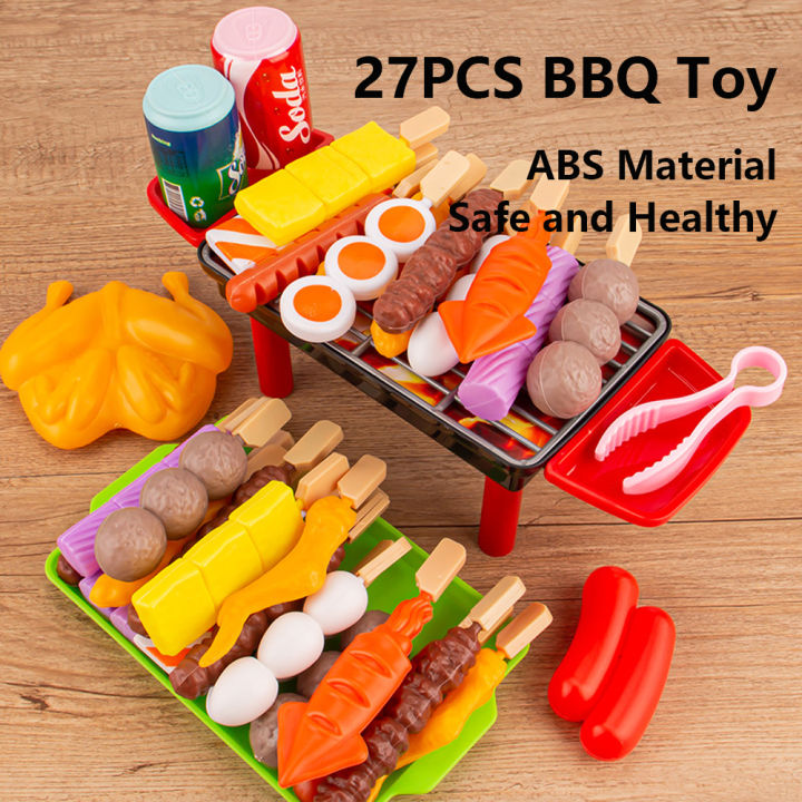 27pcs BBQ Barbecue Grill Toy Set Barbeque Cooking Toys Kitchen Set for Kids  Grill Skewer Simulation Food Grill Toys for Kids Lazada PH