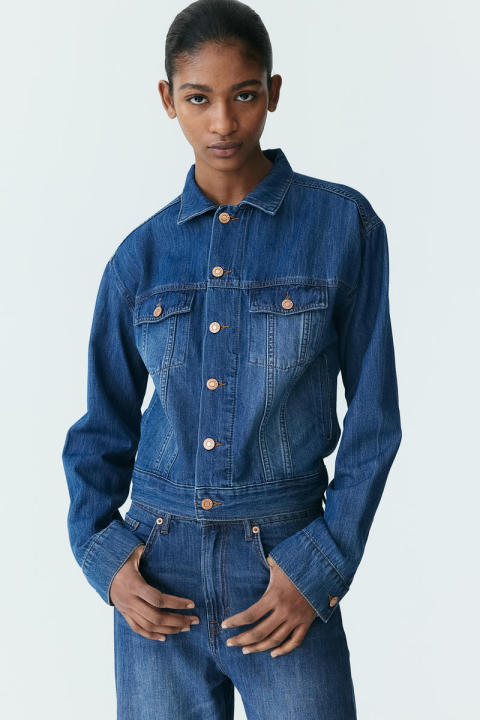 H&M Feather Soft Denim jacket Recycled Polyester Denim Button