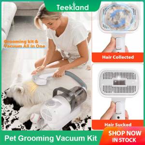 Teekland Pet Grooming Vacuum Cleaner Dog Hair Clipper Kitten Puppy Hair Remover Powerful Suction Vast Dust Cup Low Noise Cat Hair Clipper Set