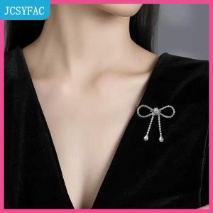 JCSYFAC Thời Trang Lãng Mạn Ngọt Ngào Rhinestone Bowknot Trâm Ngọc Trai Tua Khóa Pin Cardigan Áo Khoác Áo Len Trâm Cài Phụ Kiện Đám Cưới