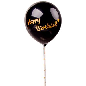 UMI 5 inch Black Color Latex Balloon Topper with Sticker Happy birthday I Love You 生日蛋糕装饰 插排 Kek Hiasan Hari Jadi Harijadi