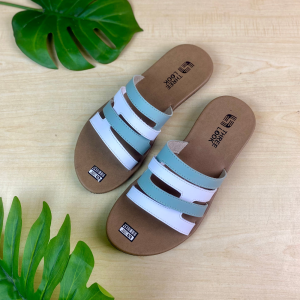 THREELOOK Official - Sandal Kulit Wanita Sandal Kekinian Sendal Sandal Slop Kombinasi Wanita Anti Slip Anti Licin - Areta