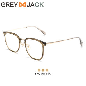 Grey Jack Frame Kacamata Titanium Model Kotak Stylish Simple Fashion Pria Wanita Bisa Minus Antiradiasi Blueray Bluecromic 15838