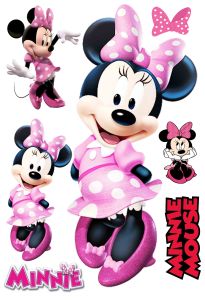 MINNIE MOUSE 5 Stiker Dinding size 30 - 45 cm Vinyl white waterproof