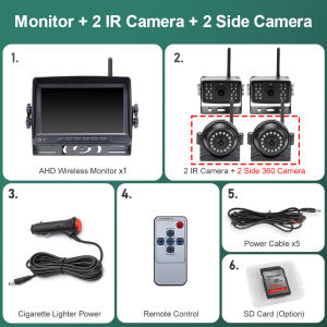 GreenYi 7 High Definition AHD Wireless Truck DVR Monitor IR Night Vision Reverse Backup Recorder Wifi Camera For Bus SUV Car