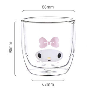 SG Glass Cup Double Layer Wall Borosilicate Drinking Mug Coffee Tea HK Melody Cinnamon Pom Cartoon Character