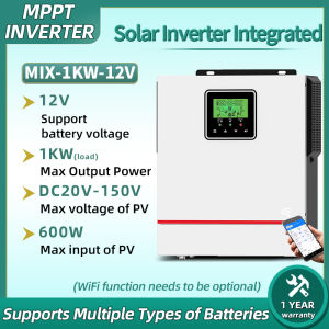 MPPT Solar Inverter Integrated Machine 12V 1000W with UPS Function Pure Sine Wave Automatic Switching (Optional WiFi)