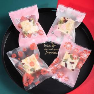 100Pcs Plastic Snowflake Cookie Bag Crisp Packaging Flower Tea Biscuits Nougat Candy Machine Sealed Bags Xmas Gift Packing