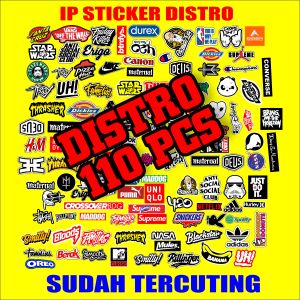 Sticker DISTRO 110 pcs sudah di potong (1 lembar isi 18 pcs) - Sticker Pack Variasi List Sticker Pack DISTRO 05 Design IP Sticker