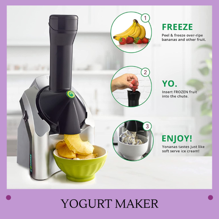 Classic Vegan Dairy Free Frozen Fruit Soft Serve Maker Includes 36 Recipes 200 Watts Silver Yogurt