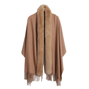 MAOMEI Quá khổ Khăn choàng cổ lông giả Mềm mại Tua rua Áo choàng ấm cỡ lớn Sang trọng Polyester Áo choàng poncho Mùa đông
