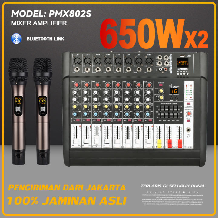 Mixer Audio Profesional PMX802S 8 sound strip builtin 650 watt power