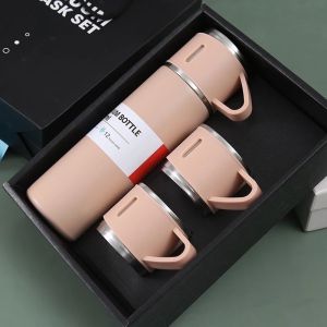 piso sale promo Top Grade Stainless Steel Thermos Flask with Gift 500ml Modern Tumbler Box Bottle Coffee Cup Set in Blue Green Peach Gray Black Beige Vacuum Bottles with Matching Cups