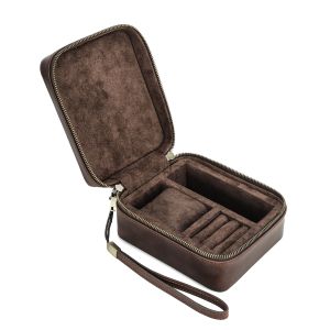 CONTACTS FAMILY Leather Watch Box Vintage 2 Slots Watch Display Organizer Storage for Sunglass Watch Strap Gift