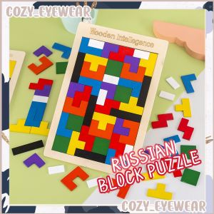 Russian Wooden Kids Puzzle Blocks Color Cognition Boarding Game Tangram Tetris Building Toys Montessori Educational