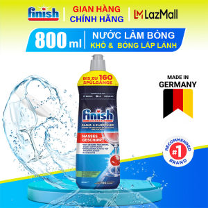 Nước làm bóng Finish Đức chai 800ml không mùi hương với công nghệ mới powerball tăng cường hiệu quả sấy khô ngay cả trên đồ nhựa - Chai 800ml sử dụng cho 160 lần rửa
