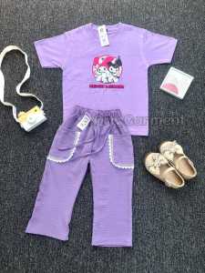 Setelan anak perempuan setelan anak kaos kuromi melody celana kulot crinkle 1234567 tahun