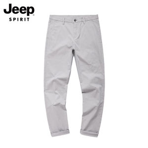 JEEP SPIRIT ผ้าฝ้ายบริสุทธิ์กางเกงลำลองของผู้ชายกางเกงกระชับรูปร่างผู้ชายทรงหลวมแขนตรงทรงหลวมแบบตะวันตก