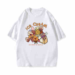 T-Shirt Wanita Lengan Pendek Ukuran Besar  Motif Dessert Kartun & Desain Korea  Katun Tipis Premium 2025  Baju Santai Longgar Nyaman Gaya Minimalis Elegan  Gaya Jepang Modis  Serbaguna  Manis dan imut  Rasa mewah dan premium  Kerah bulat  Tops Slip - on