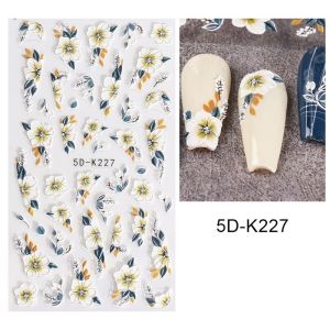 5D Acrylic Engraved Nail Art Stickers Embossed Manicure Decorations Spring Flower Peony For Nail Art