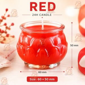 【SG Ready Stock】7Colors 24 hours Smokeless Candle Lotus Shape Glasses Vegetable Oil Praying Butter lamp七彩莲花酥油灯24小时