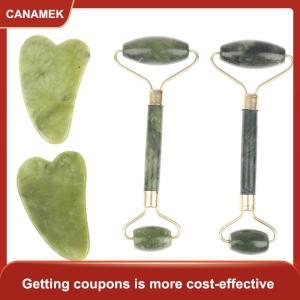 【CANAMEK】 Ngọc Bích Tự Nhiên Massage Con Lăn + Guasha Hội Đồng Quản Trị Spa Scraper Đá Mặt Massager Set