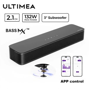 ULTIMEA Poseidon M20 Pro 2.1ch Soundbar with 3-Inch Built-in Subwoofer 132W All-in-One PC/TV Sound Bar App Control  Deep Bass Speaker (Upgraded Version )