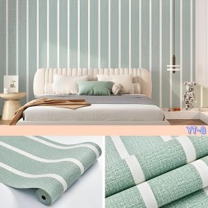 EHOME Macaron yellow Striped Wallpaper Faux Linen Textured Wall paper 280cm * 50cm Removable Self Adhesive Stick Contact Paper For Wall Cabinet Door Furniture Home Office Living Room Kitchen Bedroom Toilet Bathroom Restaurant Background