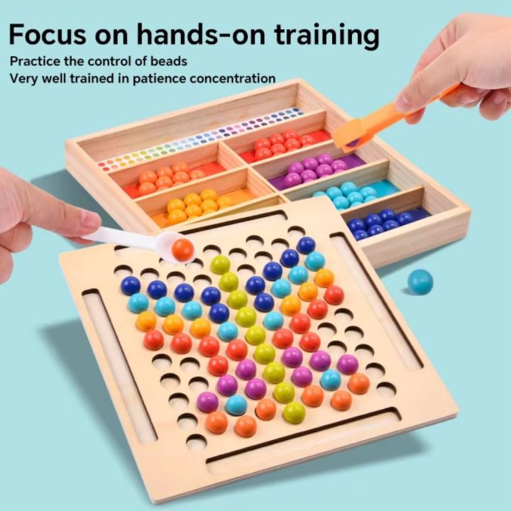 Rolling Bead Montessori Clip Beads Toy Puzzle Wooden Bead Color ...