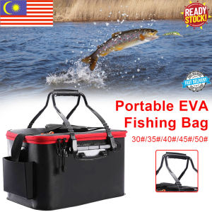 🔥【Ready Stock】Folding Fishing Bucket Portable Zipper EVA Fishing Bag Live Fish Bucket Camping Hiking Fishing Bag Outdoor
